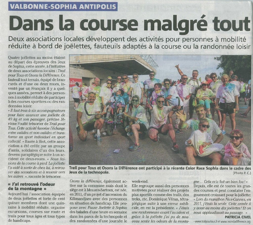 La Color Race des Jeux de Sophia - Nice Matin 16 Juin 2015