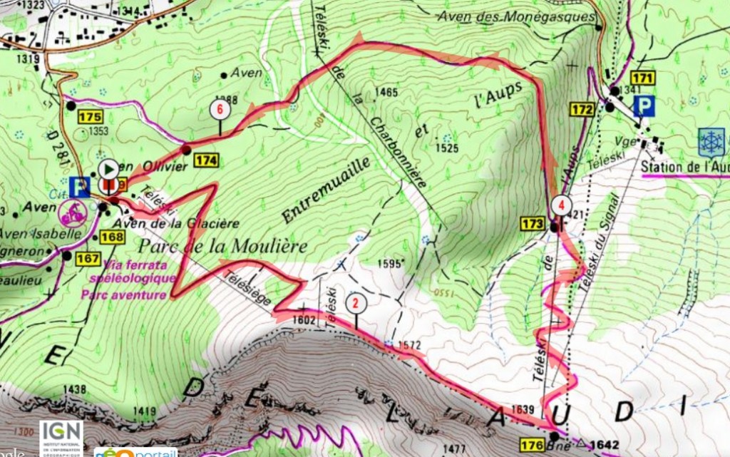 Le dimanche, nous montons sur les crêtes. Possibilité de prendre le télésiège. Nous pique-niquons au sommet et redescendons par les pistes de ski de l’Audibergue. Retour par un charmant petit sentier jusqu’à la Moulière. 